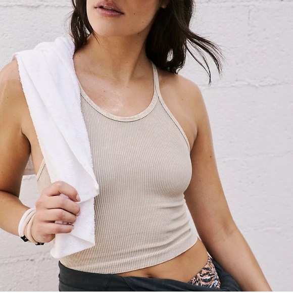 Free People Tops - Free People Movement Happiness Runs Tan Crop Tank Size M/L and XS/S